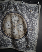 “Christian Dior” 70’s-80’s Clock motif silk scarf