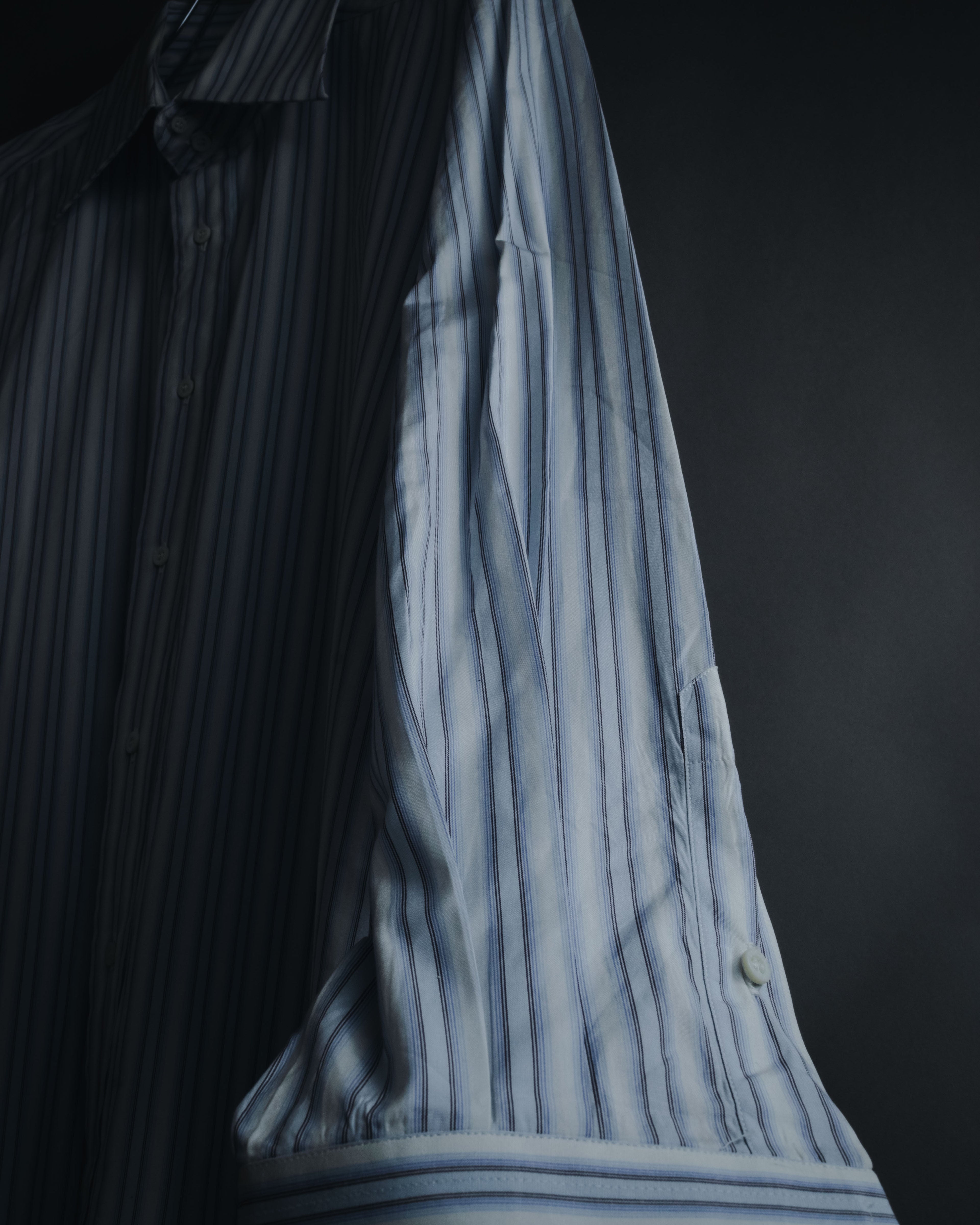 "GUCCI" Striped Spread Collar Shirt with Contrast Cuffs