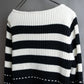 "liz claiborne" Thick pitch striped bicolor knit pullover