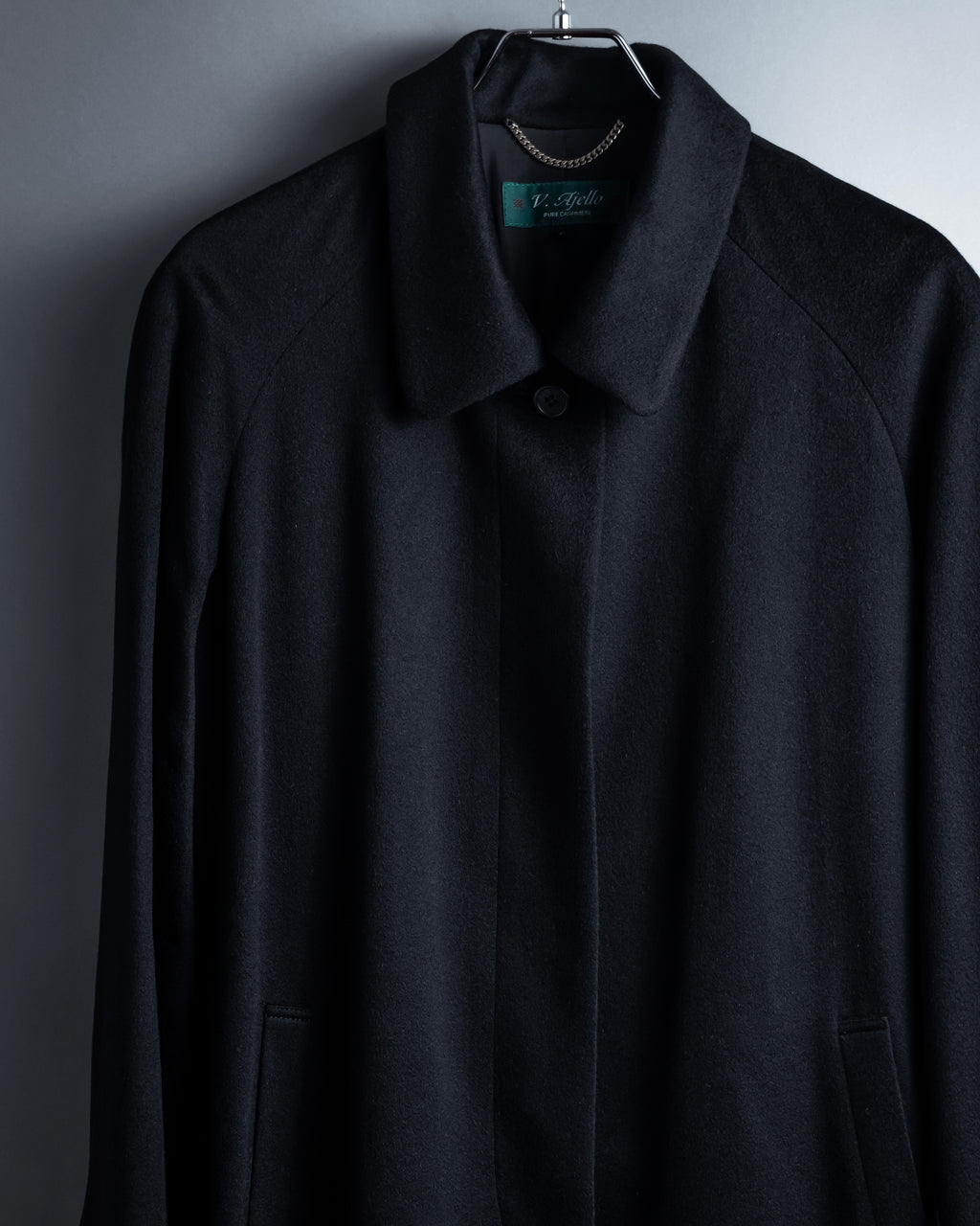 "Vintage raglan sleeve 100% cashmere stand-collar coat"