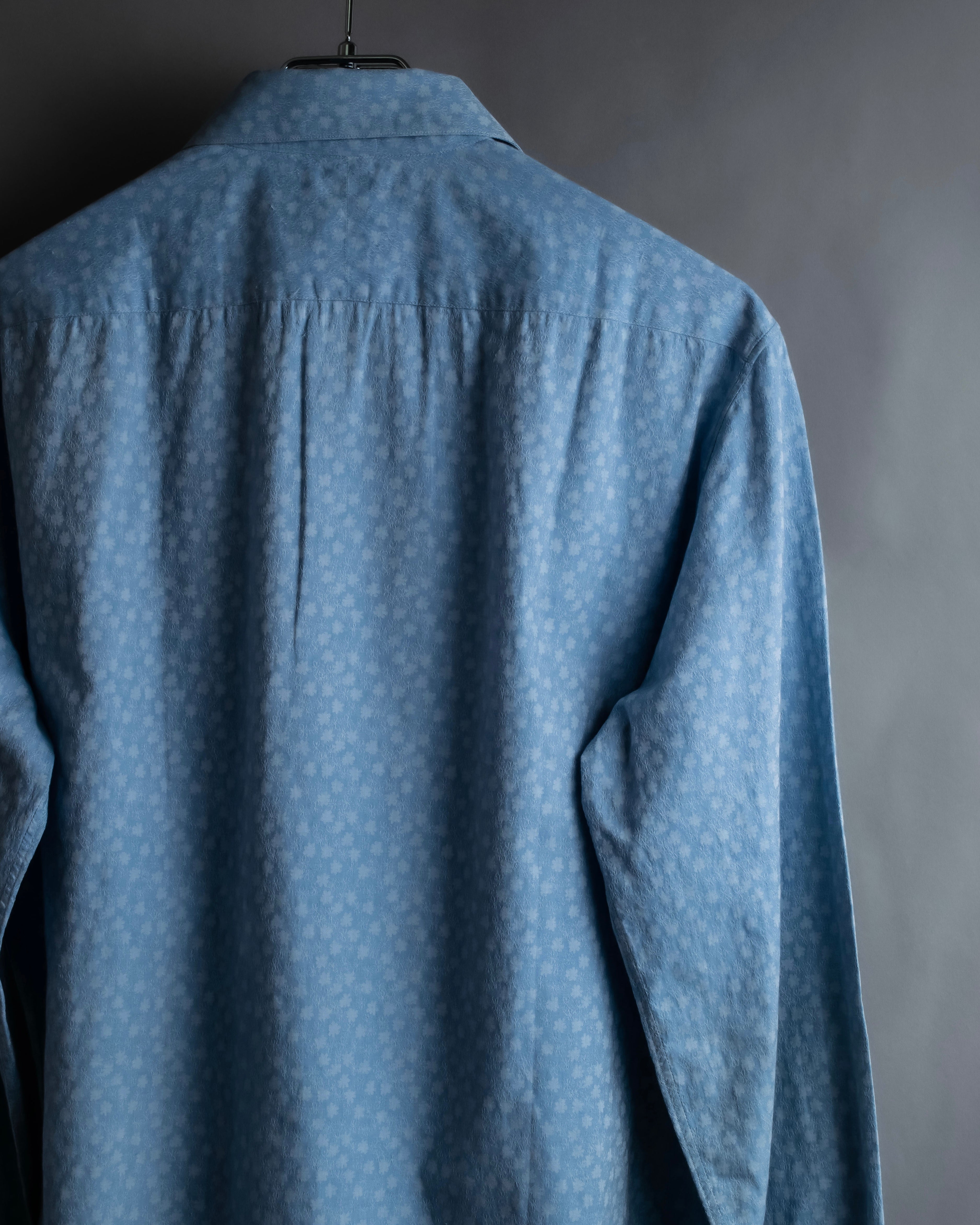"HERMES" Saxe blue jacquard cotton shirt