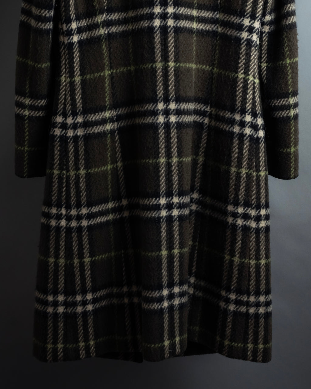"BURBERRY" Leather switching design check tweed coat