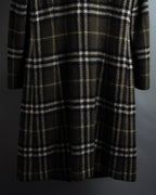 "BURBERRY" Leather switching design check tweed coat