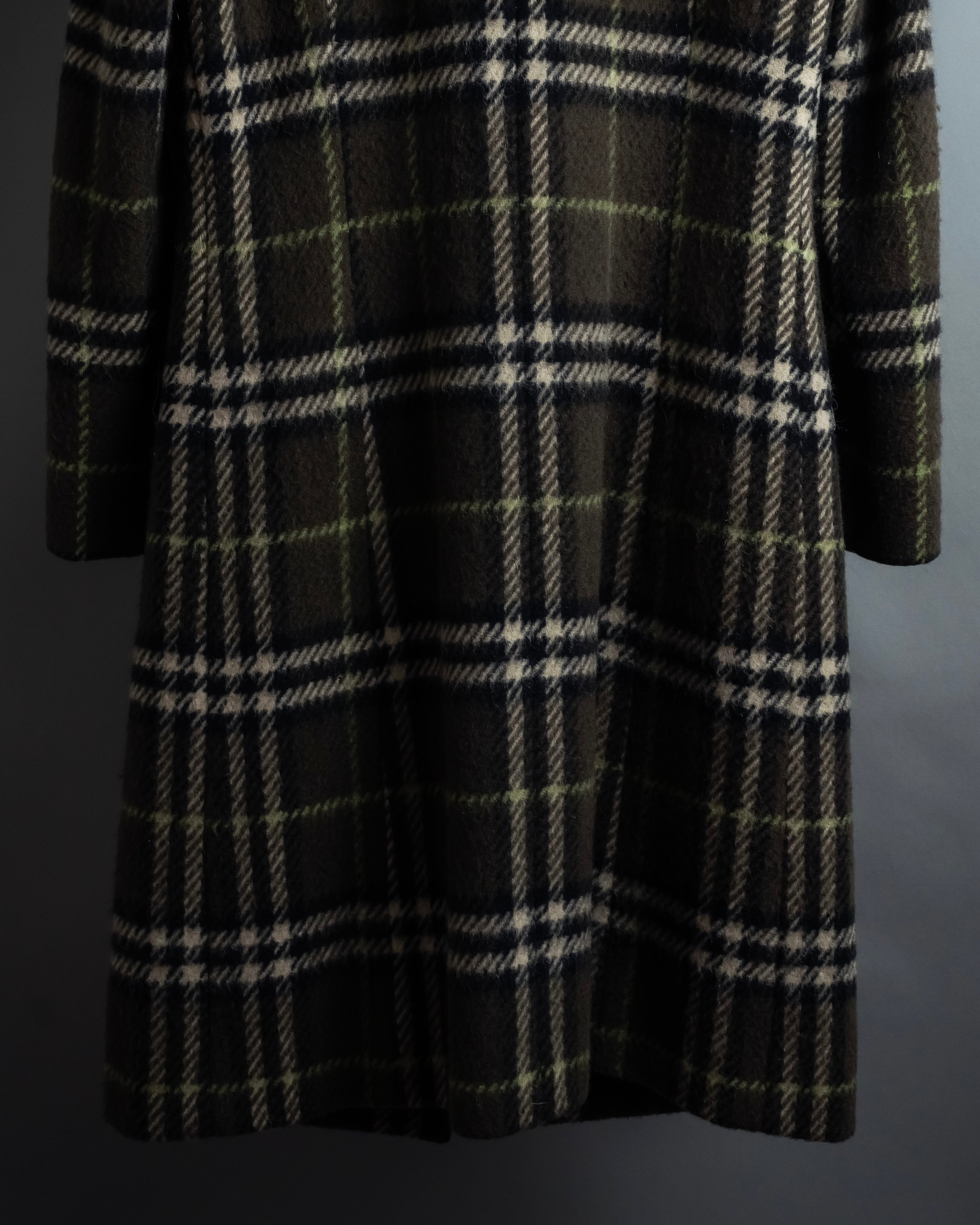 "BURBERRY" Leather switching design check tweed coat