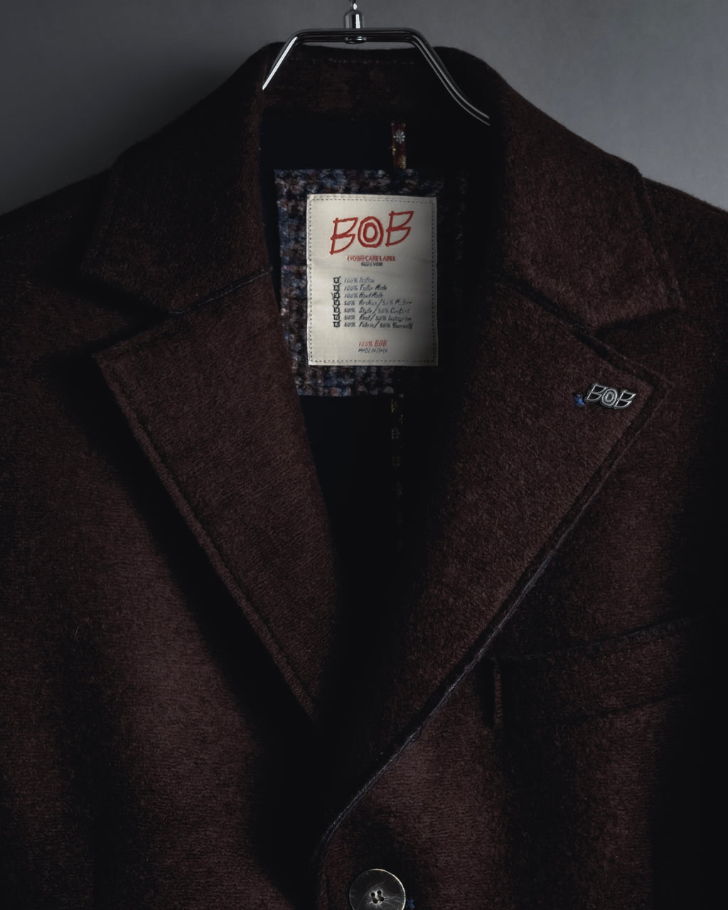 "BOB" Brushed wool single-breasted coat