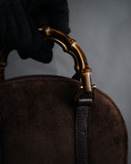 -SPECIAL- “GUCCI” 90’s bamboo handle suede half moon bag