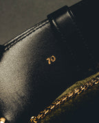 "CELINE" 18's-Glossy black chain leather belt
