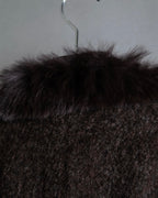 Vintage blue fox fur docking alpaca blend long coat