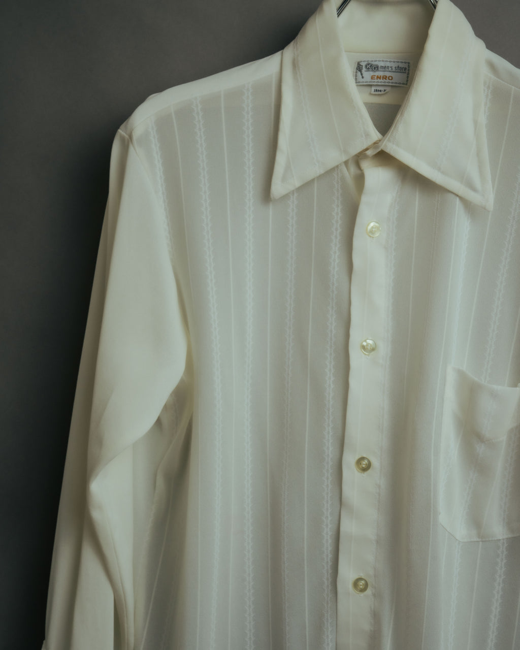 -MOOD Vintage Collections- 70’s-80’s Sheer stripe long point collar shirt