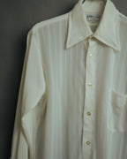 -MOOD Vintage Collections- 70’s-80’s Sheer stripe long point collar shirt