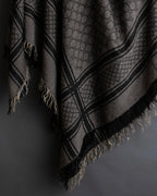 "GUCCI" GG monogram &amp; check pattern fringe large stole