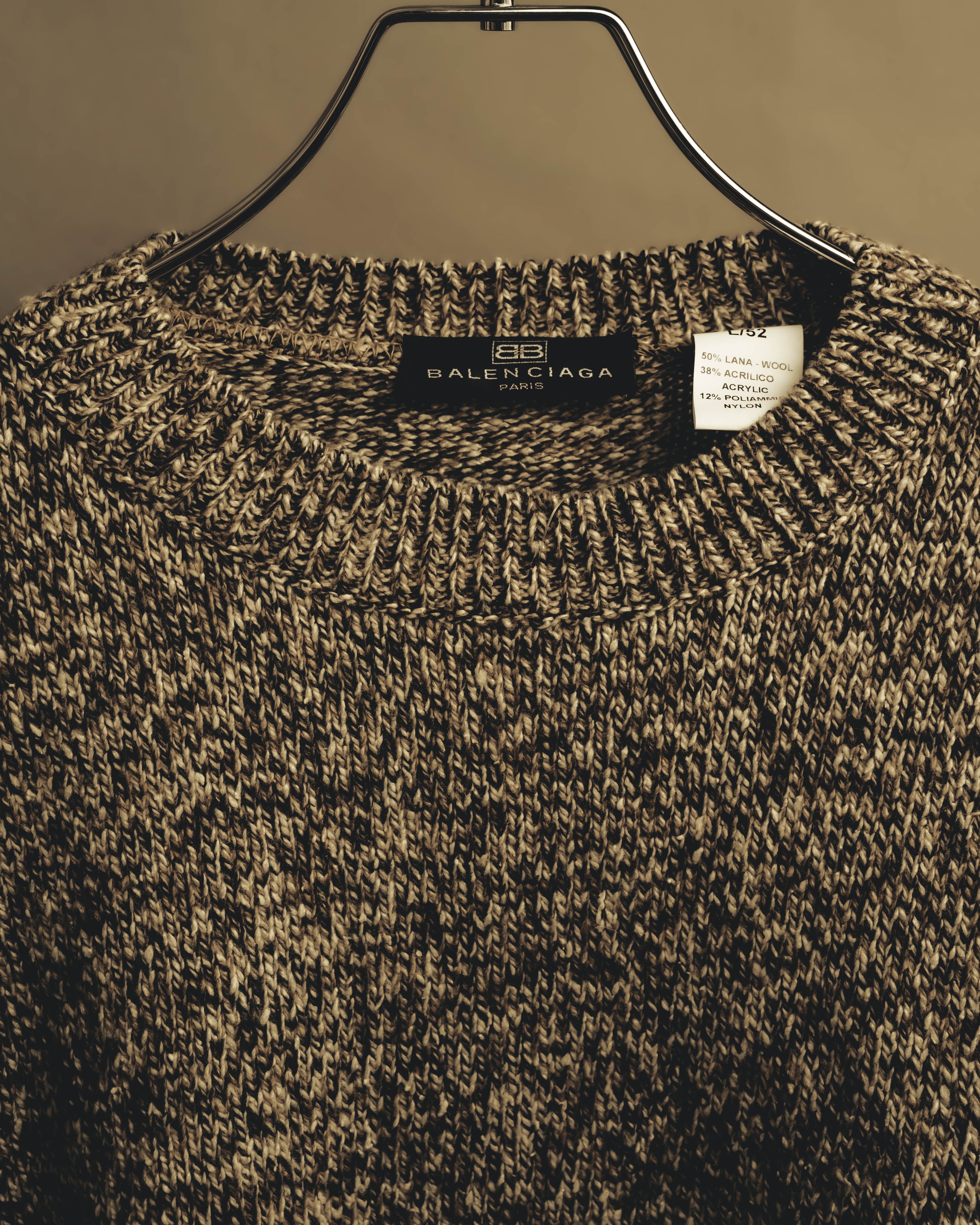 “BALENCIAGA” 90’s-00’s Textured melange wool-blend crewneck sweater