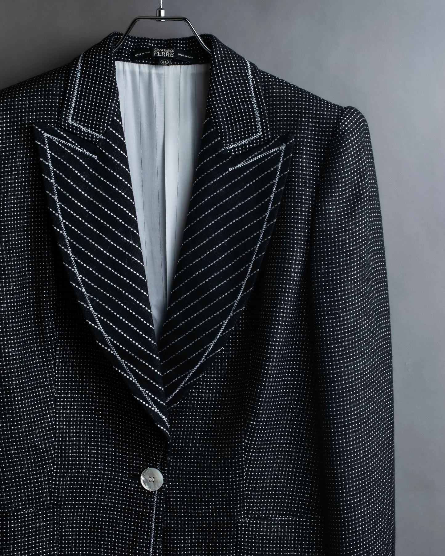 "GIANFRANCO FERRE" Striped＆dotted peak lapel tailored jacket