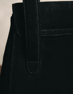 "Salvatore Ferragamo" 90's Black suede top handle handbag