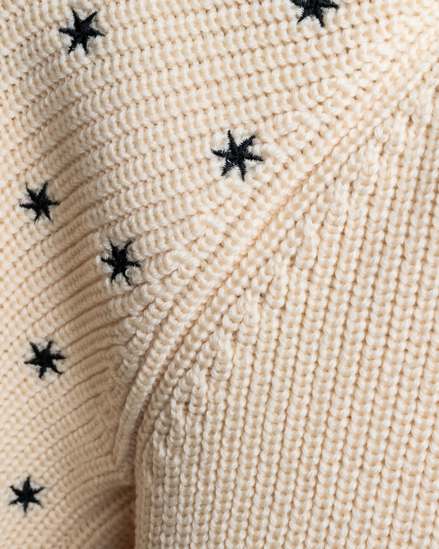 "Christian Dior" Star print frill detail cable knit tunic pullover