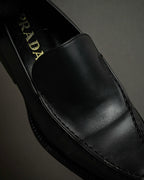 "PRADA" Apron stitch design long nose loafers