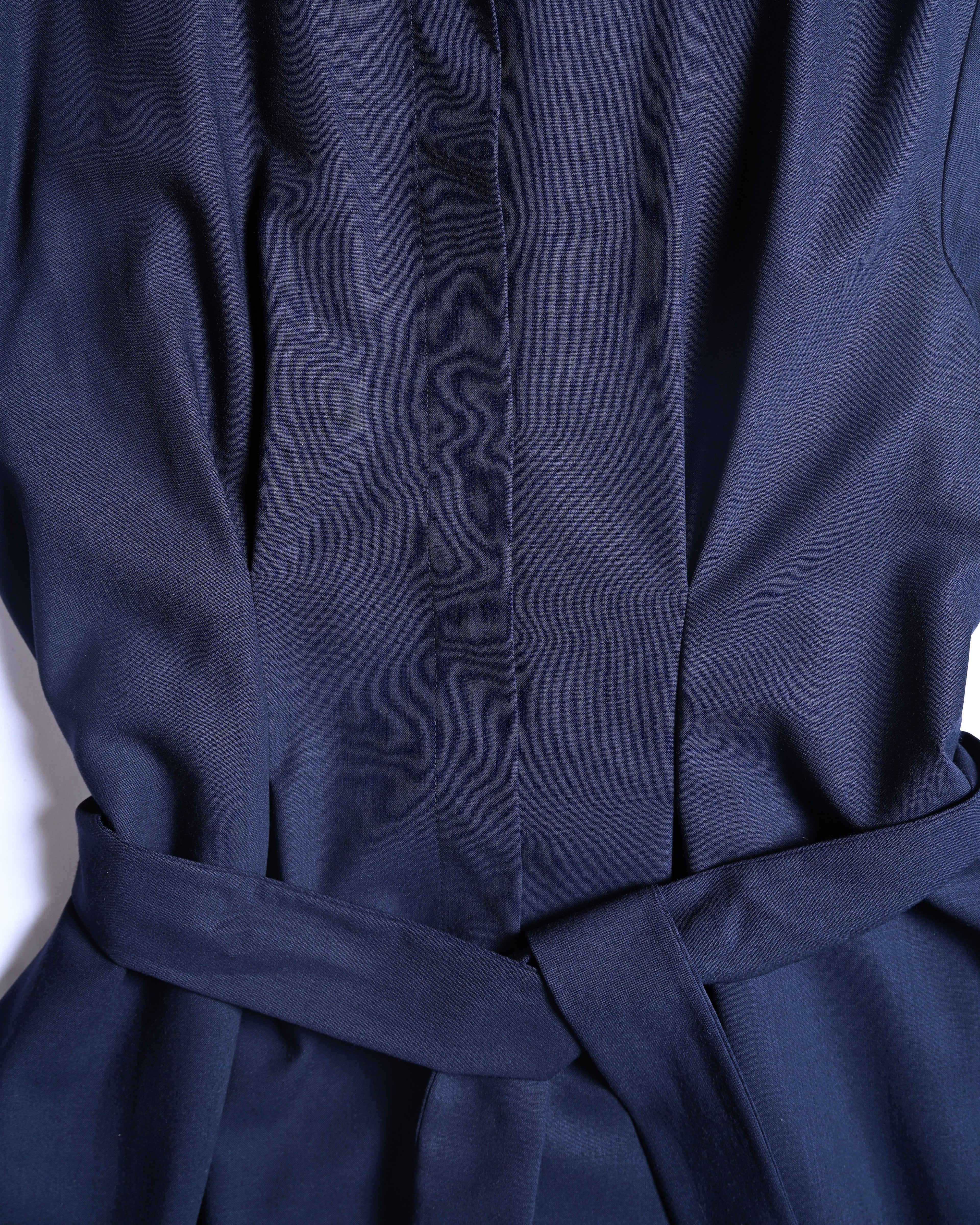 JIL SANDER/ 2015 Shape Designed Wool Shirt Coat Navy