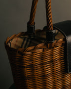“BURBERRY BLUE LABEL” 00’s Rattan check lining basket bag