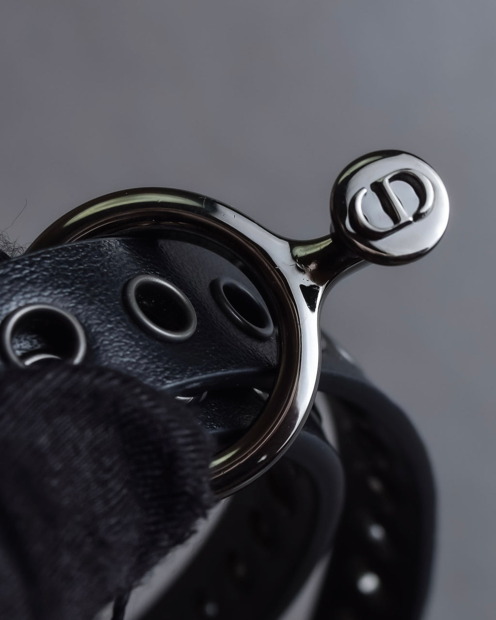 "Christian Dior" Black eyelet leather narrow belt