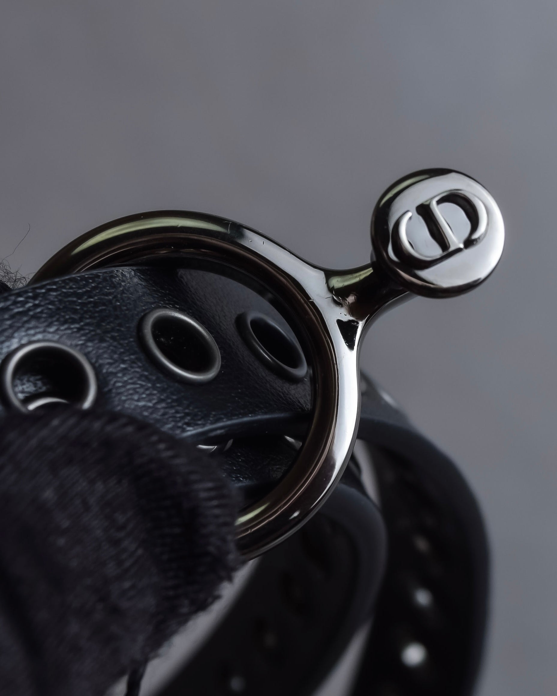 "Christian Dior" Black eyelet leather narrow belt