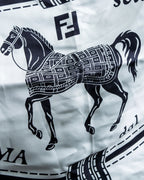 "FENDI" Horse motif FF logo Selleria large scarf