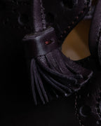 "HERMES" Medallion design combination leather heel shoes