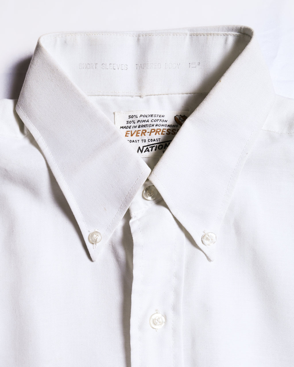 VINTAGE/ Button Down Short Sleeves White Shirt