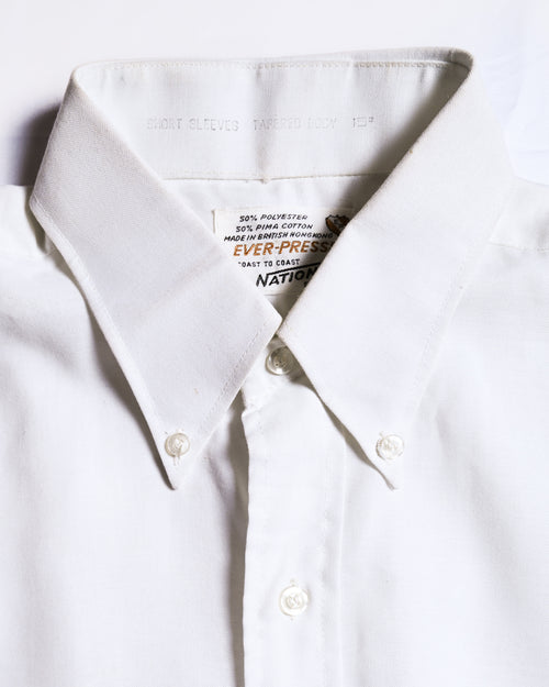 VINTAGE/ Button Down Short Sleeves White Shirt