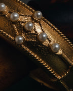 索尼娅·里基尔 80年代末至90年代初哑光金镀仿珍珠伊特鲁里安复兴风格手镯