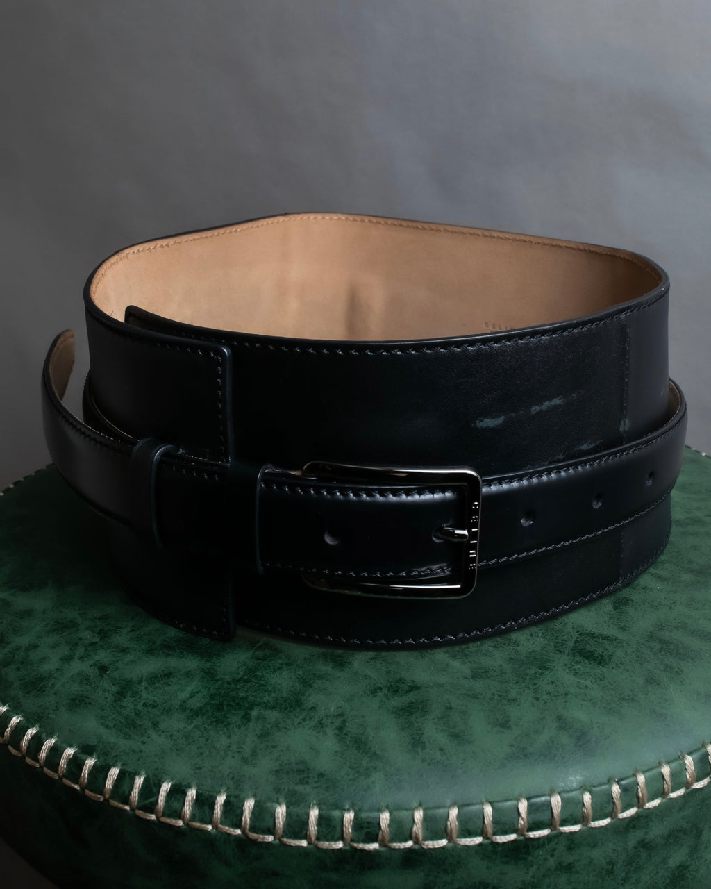 "CELINE" Double buckle belt leather corset belt
