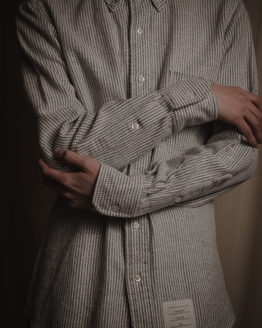 "THOM BROWNE" Micro patterned button-down shirt