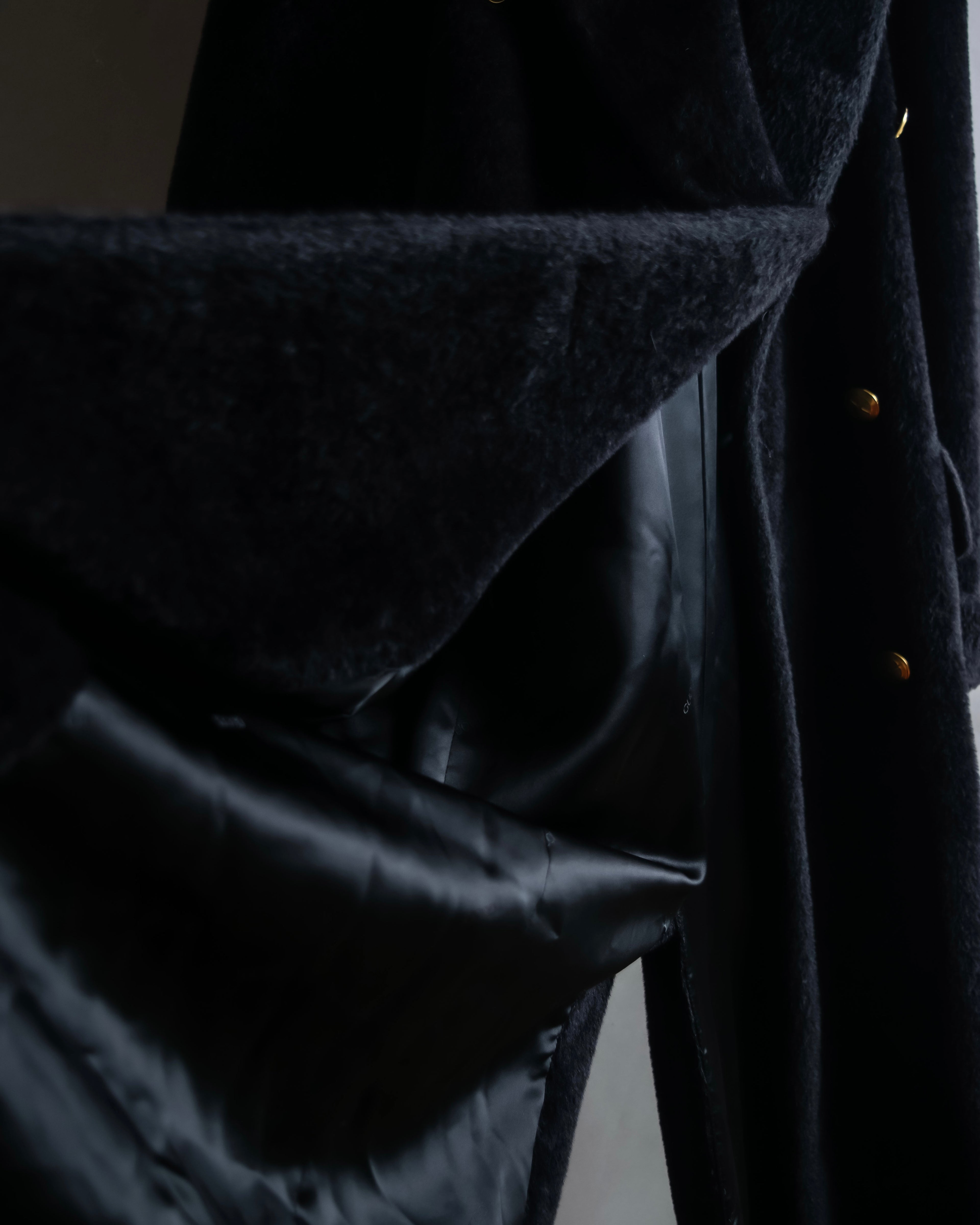 "GUCCI" 80's Gold button design brushed wool long chester coat