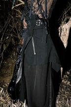 "Yohji Yamamoto" double zip asymmetric skirt