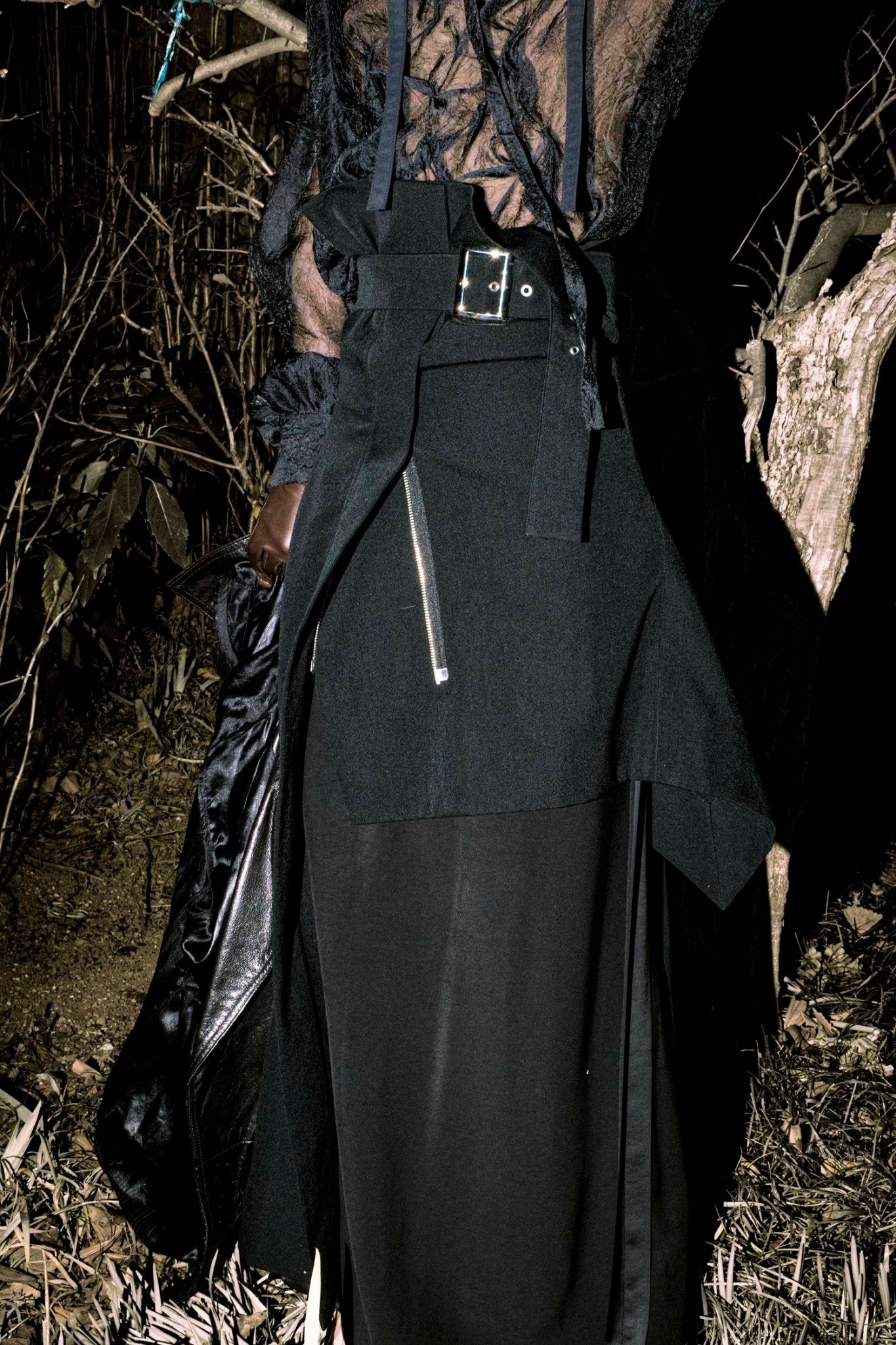 "Yohji Yamamoto" double zip asymmetric skirt