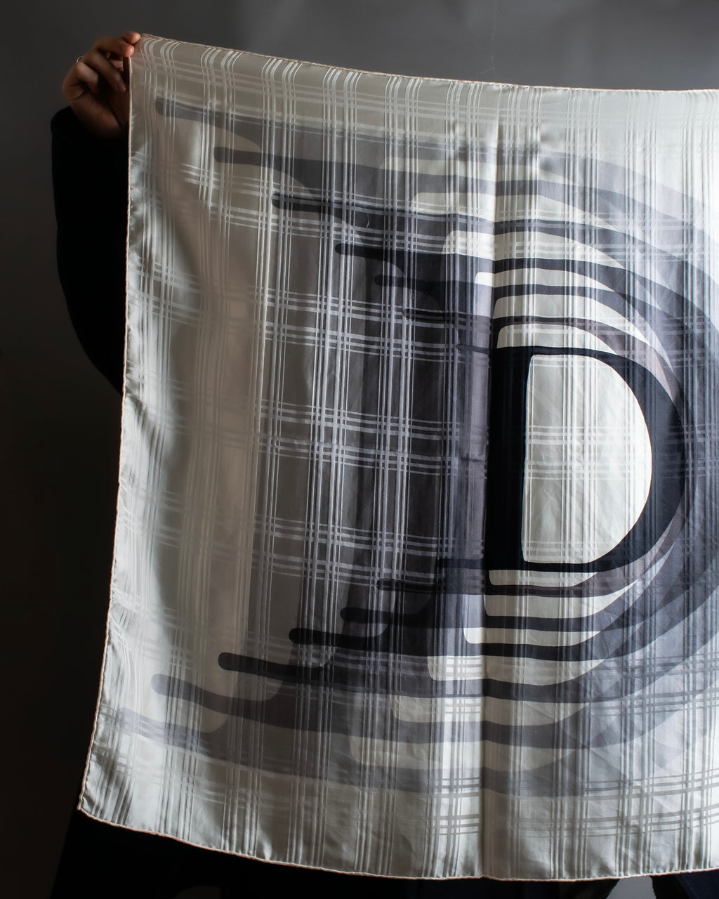 "Christian Dior" Blurred D &amp; check pattern square scarf
