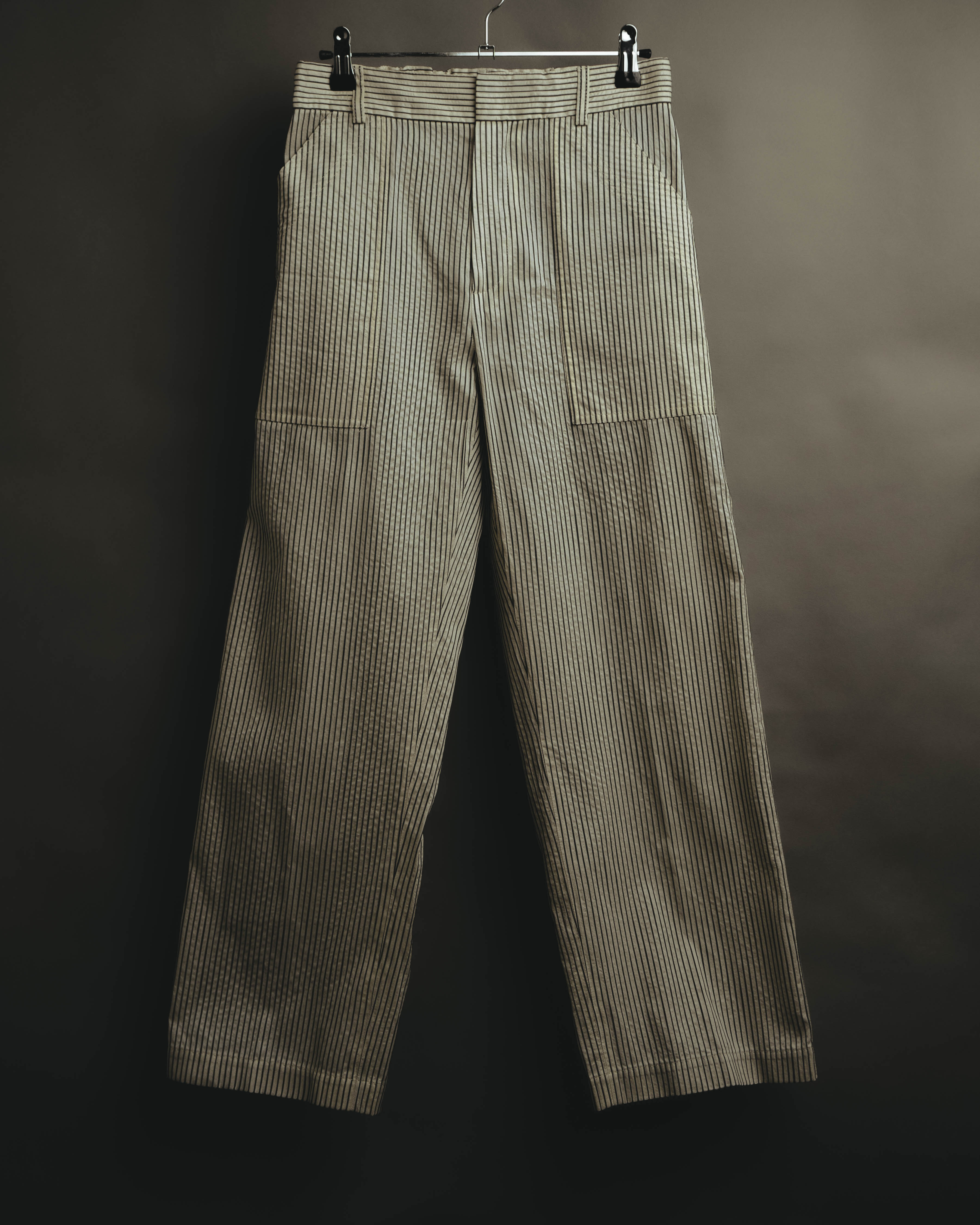 -SPECIAL- “Christian Dior” 20’s silk cotton striped straight trousers