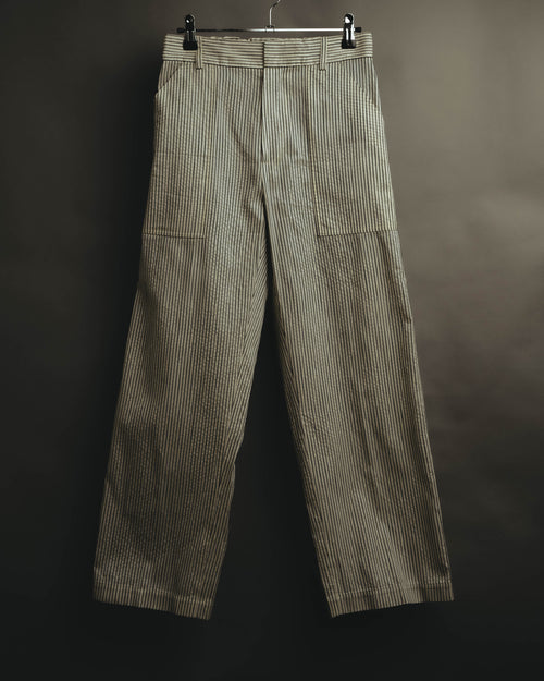 -SPECIAL- “Christian Dior” 20’s silk cotton striped straight trousers