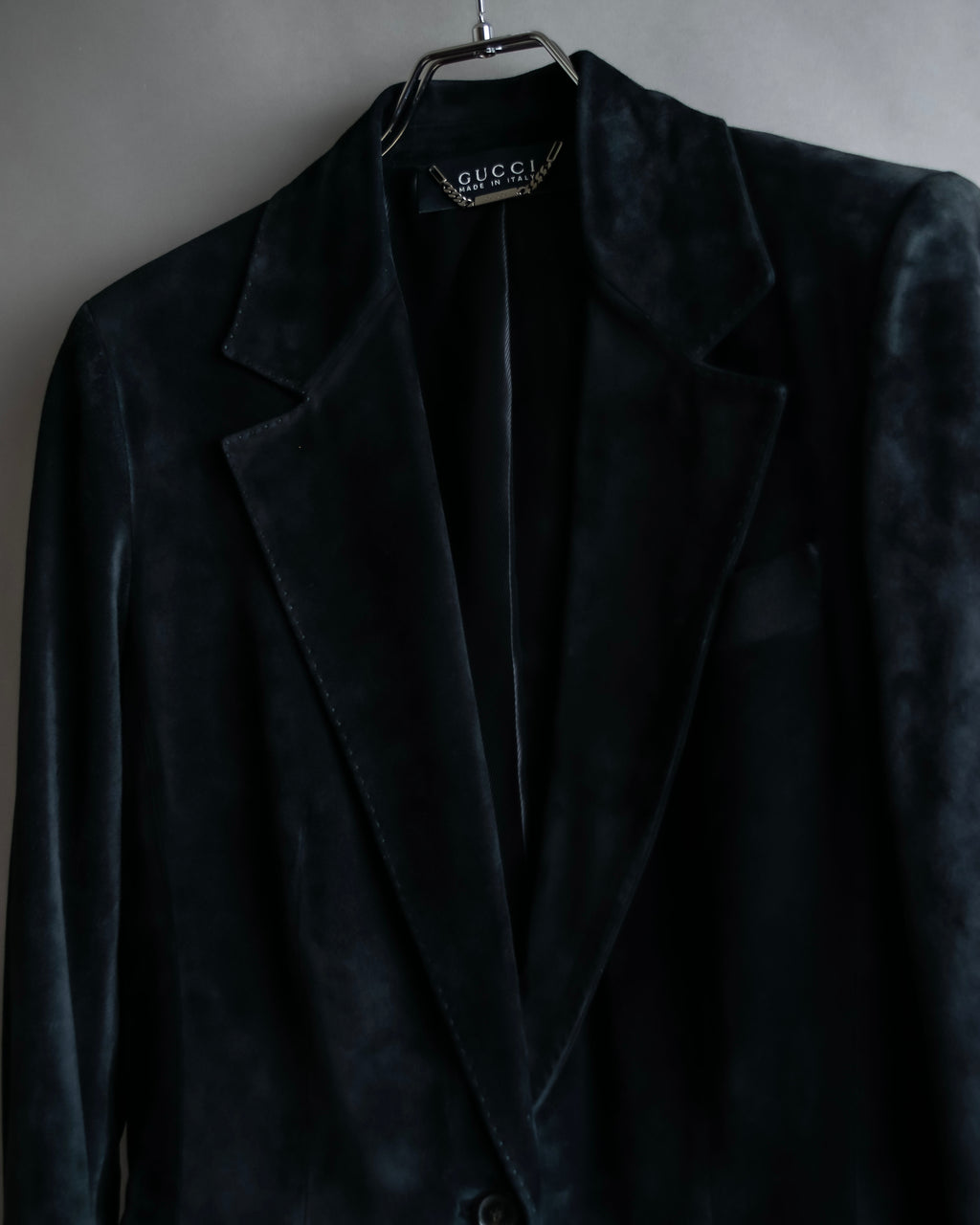 "GUCCI" Stitch design suede tailored jacket