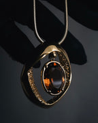 "Vintage" 80’s Sculptural oval stone pendant necklace