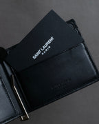 "Saint Laurent" Crocodile embossed leather bi-fold money clip