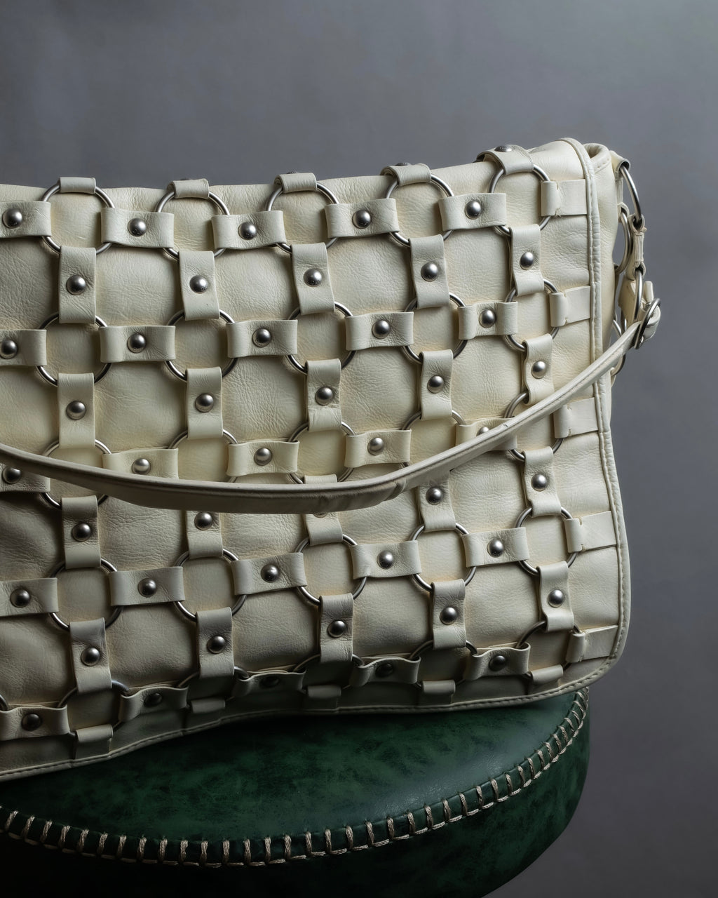 "Christian Dior" Metal ring leather combination design bag