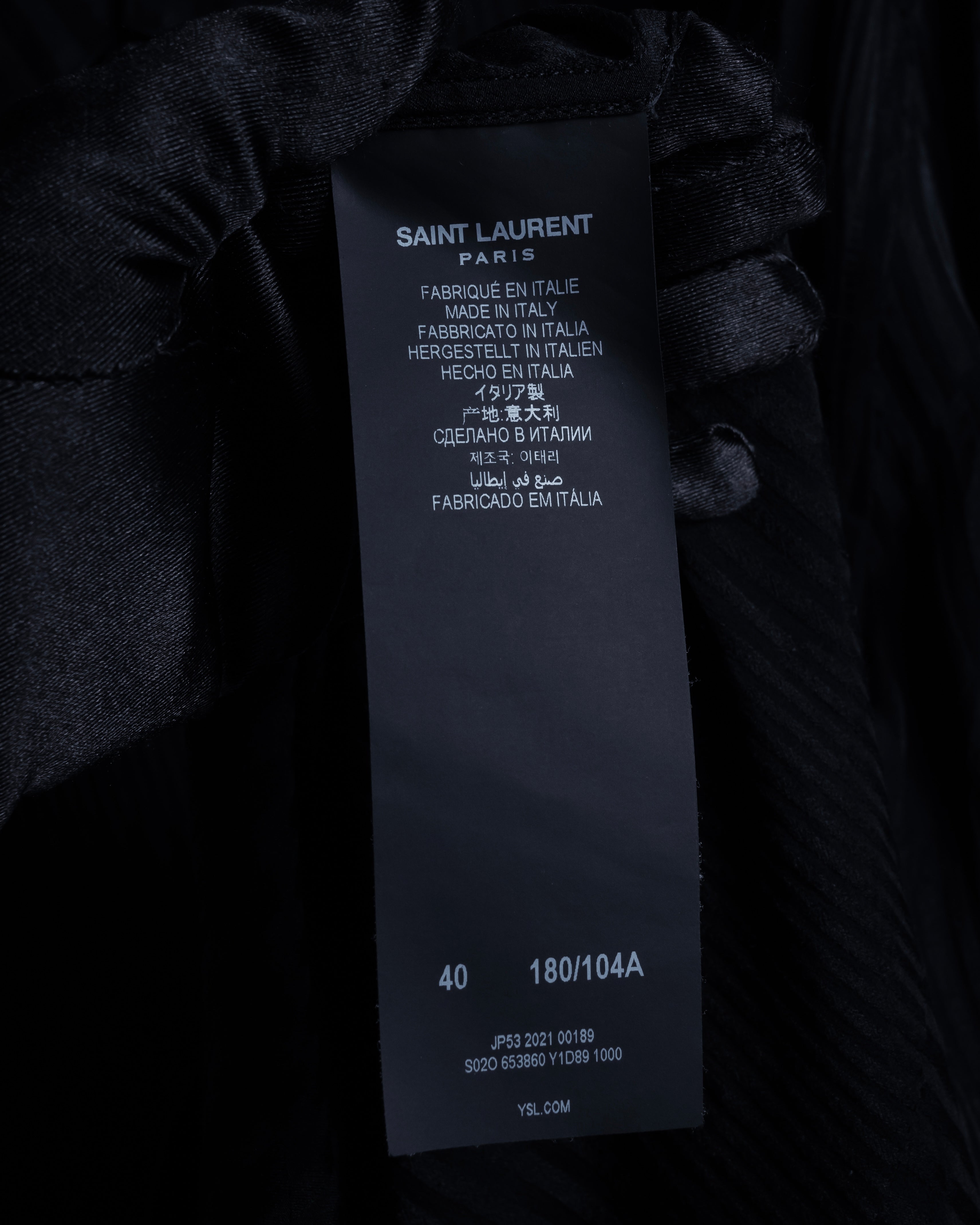 "Saint Laurent Paris" Jacquard pattern silk black shirt