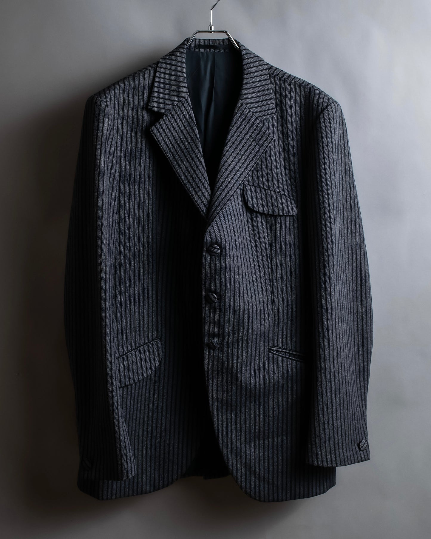 "Vintage striped three button tailored jacket"