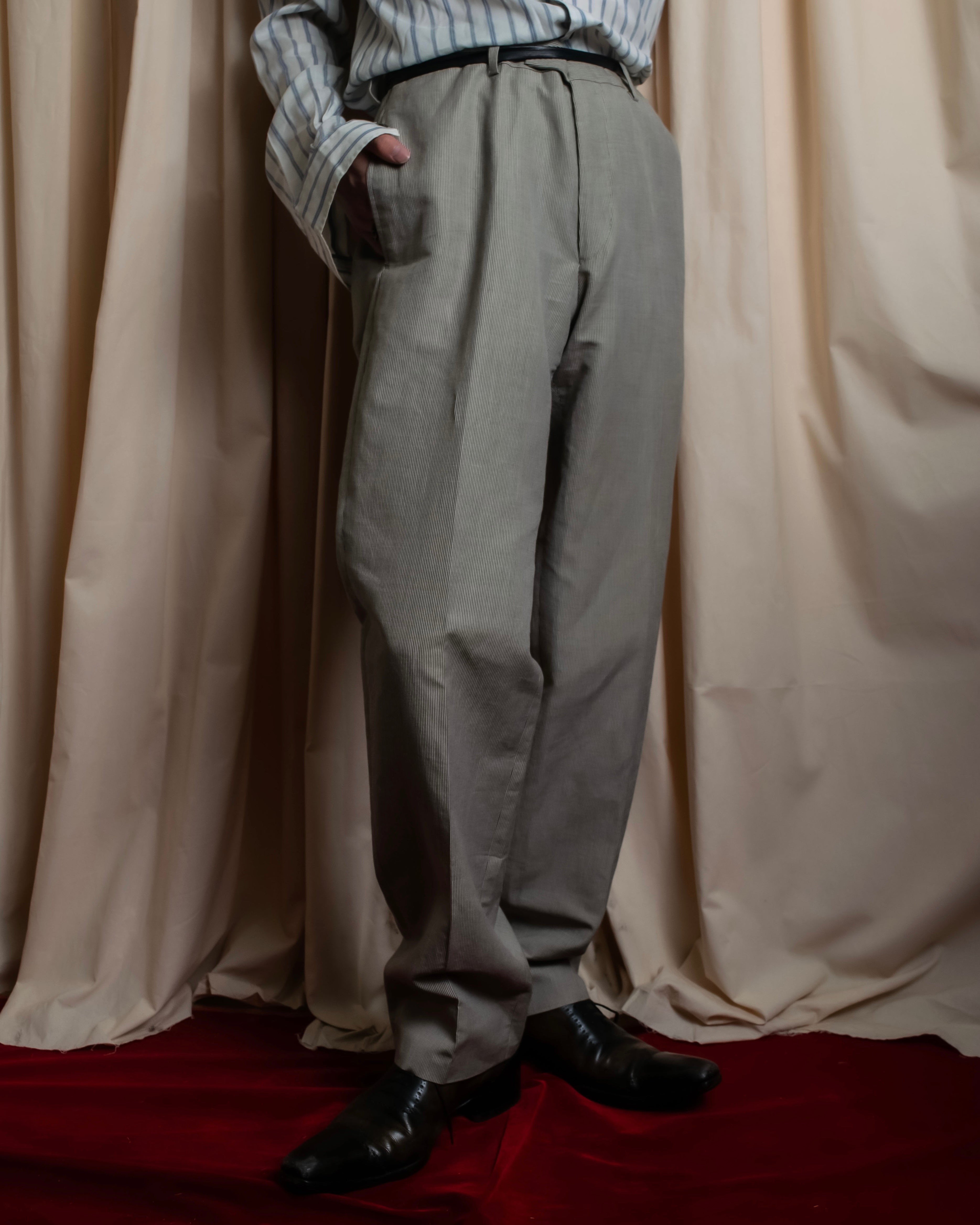 "HERMES" Cotton linen wide tapered slacks