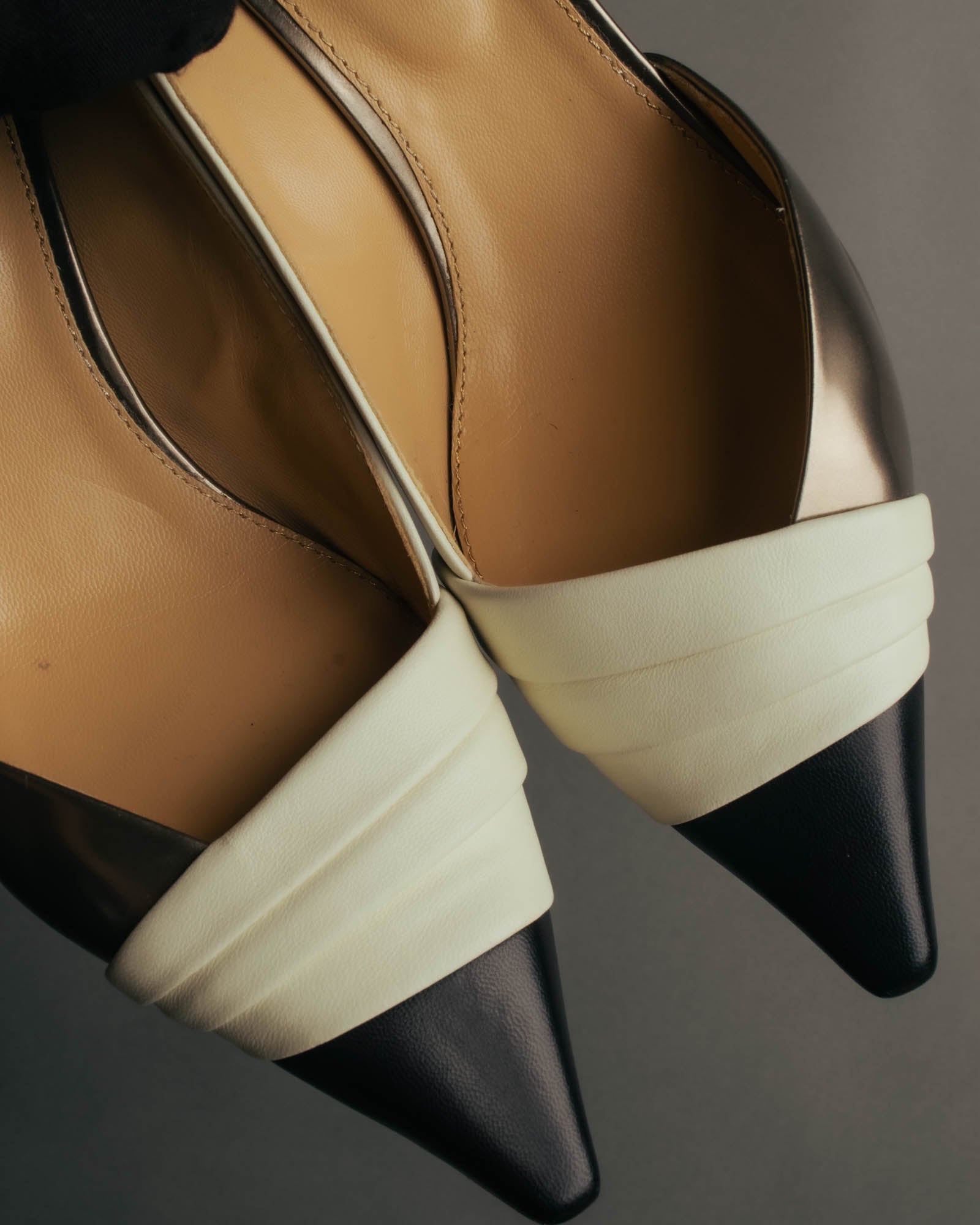 "Sergio Rossi" 90's-10's Elegant colorblock leather pointed-toe pumps