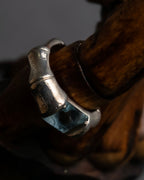 "GUCCI" Bamboo motif stone top silver ring