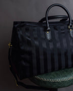 "Rudolph Valentino" Striped nylon combination 2-way boston bag