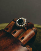 -SPECIAL- “Tiffany & Co.” 2000’s Pearl and black stone Ziegfeld cocktail ring