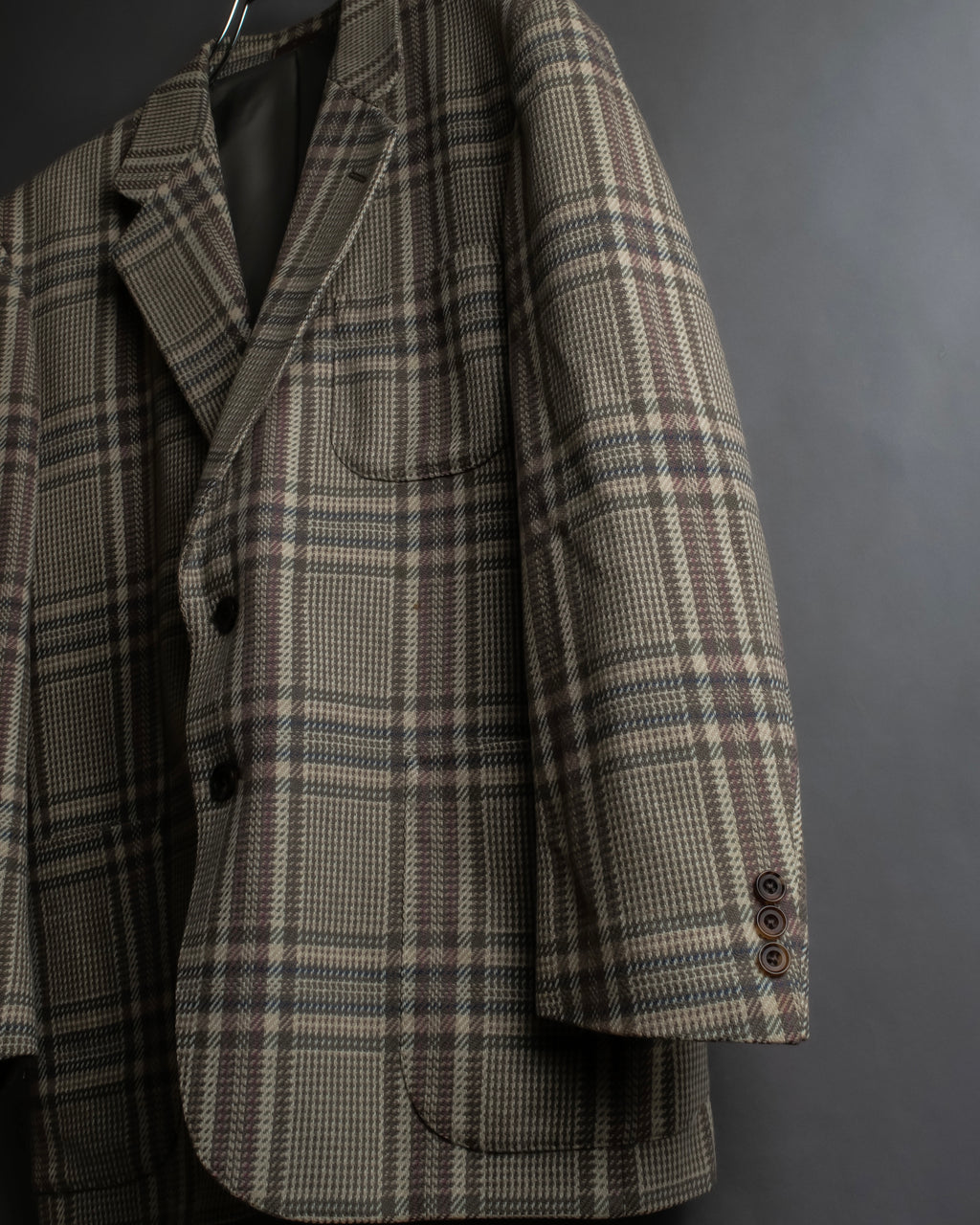 "BURBERRYS" Windowpane pattern tweed tailored jacket