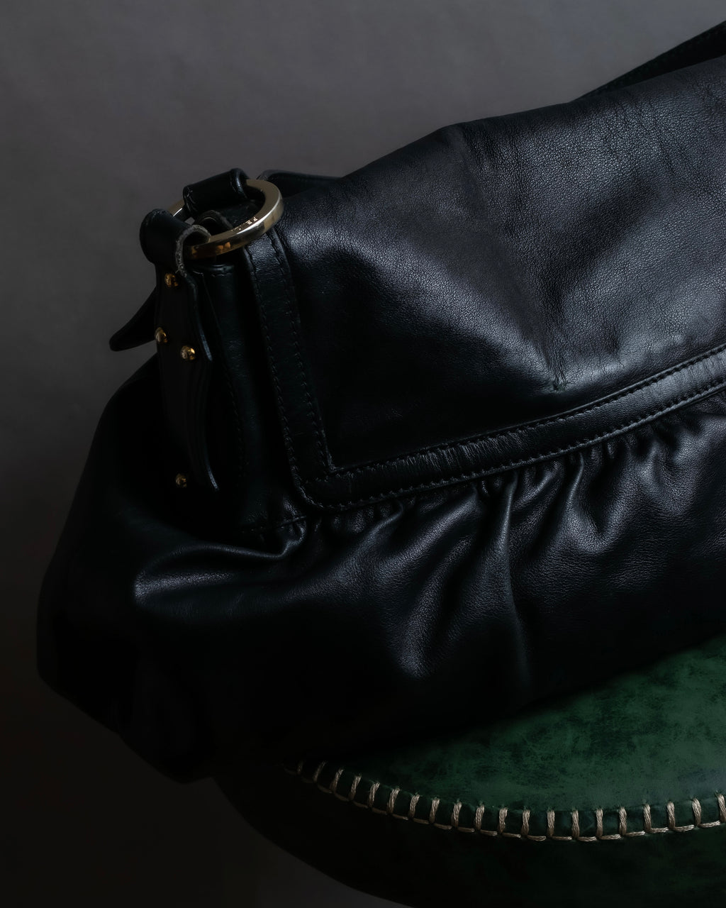 "FENDI" Gathered design leather one-shoulder bag